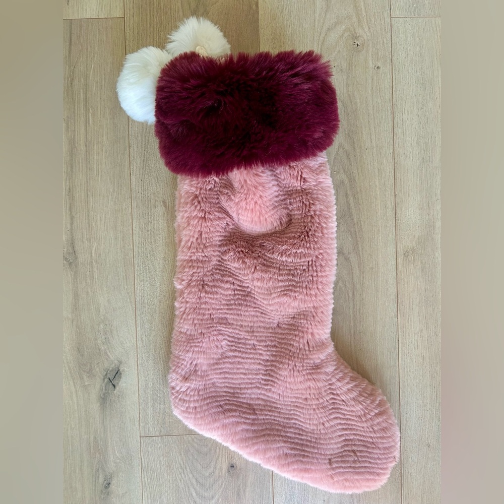 Anthropologie Pink fur Christmas Stocking